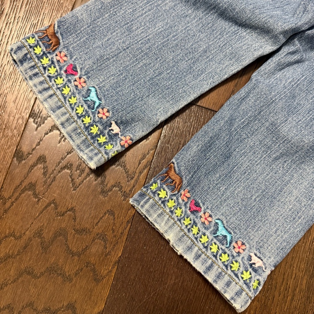 Vintage Gap Denim Toddler Girls Embroidered Horse Jeans 2 Years Farm Y2K Animals - Picture 3 of 12